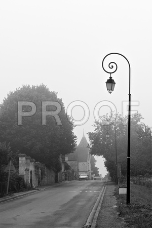 Fog in St. Julien, France near the Dordogne River.